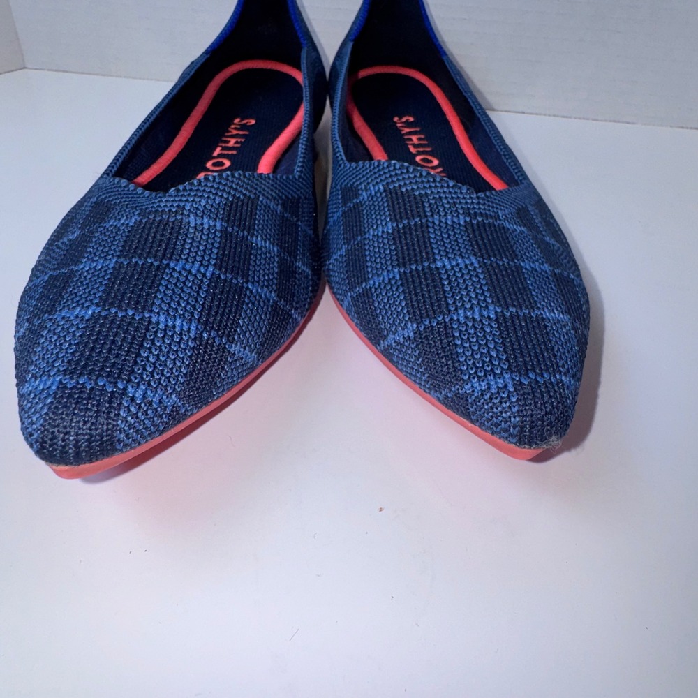 Rothy's The Point Women 8.5 Retired Indigo Gingham Plaid Flats Preppy - Picture 5 of 9